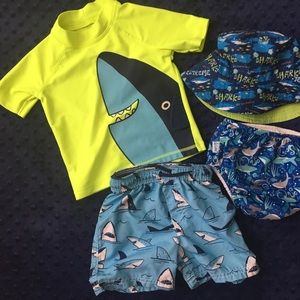 Carters 18m Swim trunks and shirt set